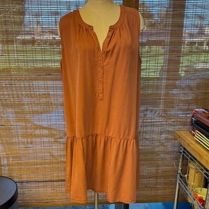 Beach Lunch Lounge Sleeveless Rust colored Button-Front midi dress Sz XL